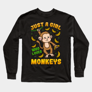 Monkeys Long Sleeve T-Shirt - Monkeys Monkey Lover Banana by CreativeGiftShop